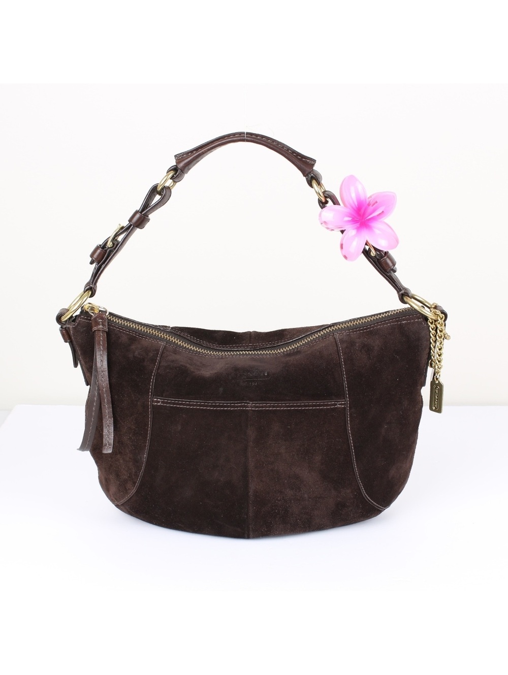 Vintage Coach Carly Brown Suede Hobo Shoulder Bag 12690